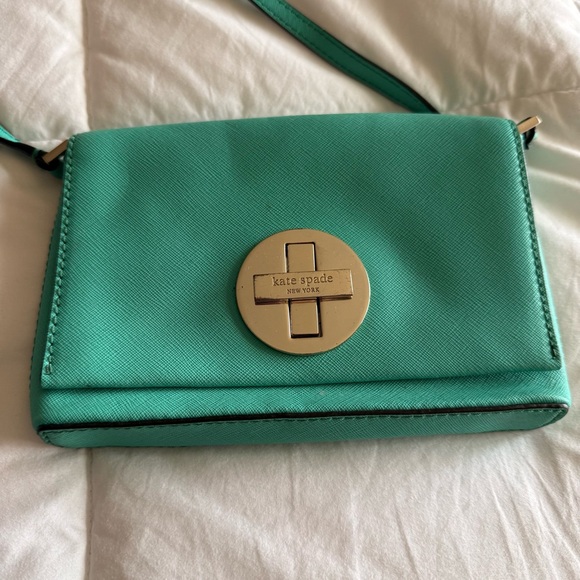 kate spade Handbags - Kate Spade New York Teal Saffiano Leather Crossbody Wallet Clutch